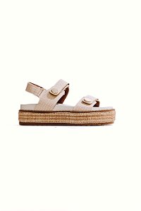 MALIA - PAPETE FLATFORM FEMININA  ANATÔMICA VELCRO OFF WHITE