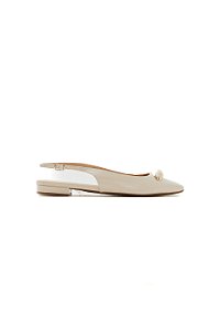 INÊS - SLINGBACK FEMININO COURO OFF WHITE