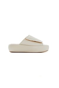 IZZY - PAPETE FLATFORM FEMININA VELCRO OFF WHITE