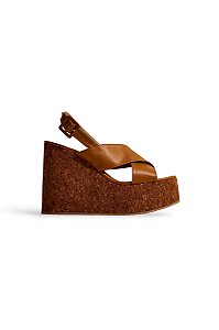 ASHLEY - SANDÁLIA PLATAFORMA CORTIÇA FEMININA CAMEL
