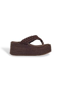 MALINI - TAMANCO FEMININO PLATAFORMA DEDO CORDA MARROM
