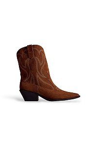 GIANNA - BOTA FEMININA COUNTRY CAMURÇA COM BORDADO CAMEL