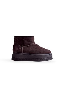 HIORI - BOTA FEMININA PELUCIADA COURO MARROM