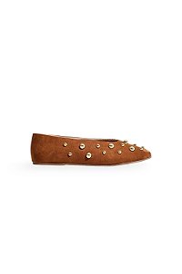 TALIA - SAPATILHA FEMININA CAMURÇA ESFERAS CAMEL