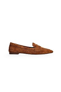 LEDA - MOCASSIM FEMININO COURO CAMURÇA CAMEL