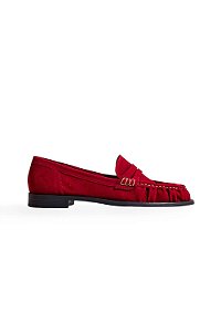 NAOKO  - MOCASSIM FEMININO CAMURÇA VERMELHO