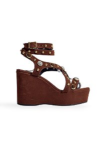 ASTRID - SANDÁLIA FEMININA PLATAFORMA CAMURÇA MARROM