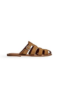 BETH  - CLOG FEMININO ANATÔMICO COURO CAMURÇA CAMEL