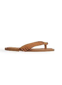 FUJI - CHINELO FLATFORM FEMININO FRANJAS COURO CAMEL