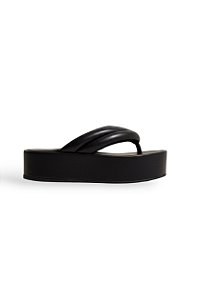 PRÉ VENDA | SAKURA - CHINELO FLATFORM TIRAS PUFFER PRETO