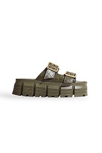 SERI - TAMANCO FLATFORM FEMININO CROCO FIVELAS VERDE