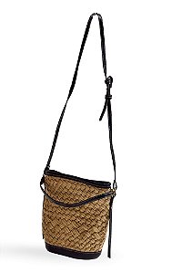 NÚIA - BOLSA FEMININA PALHA BEGE COM PRETO