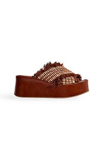 CHARA - TAMANCO PLATAFORMA FEMININO TRAMA ARTESANAL CAMEL
