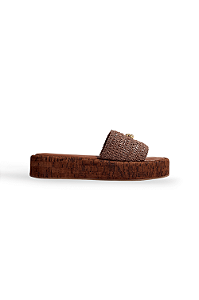 MADA - FLATFORM FEMININA PALHA RÁFIA MARROM