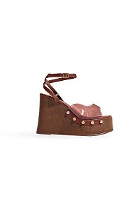 KRIS - SANDÁLIA PLATAFORMA FEMININA VINIL CAMEL