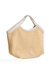 NÚIA - BOLSA FEMININA KNIT BEGE COM OFF WHITE