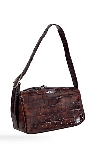 LARA - BOLSA FEMININA CROCO OMBRO MARROM