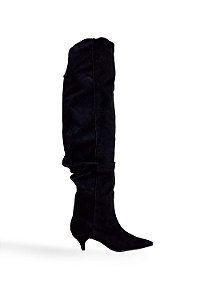 ISABELE - BOTA FEMININA OVER THE KNEE BICO FINO PRETA