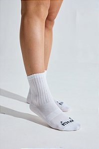 MEIA FEMININA COM PUNHO SOFT CANO MÉDIO BRANCA