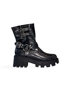 NAMU - BOTA FEMININA BIKER CANO CURTO TRATORADA PRETA
