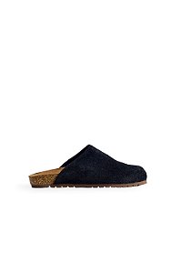 LINA - CLOG FEMININO ANATÔMICO COURO CAMURÇA PRETO