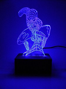 Luminária de acrílico - Homem Aranha - Azul