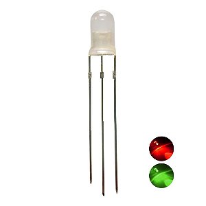 LED 5mm Difuso Bicolor Vermelho / Verde