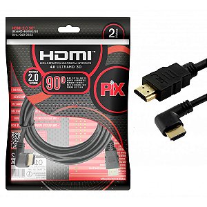Cabo HDMI 2.0 Ultra HDTV 3D 4K 2 Metros Plug 90 Graus