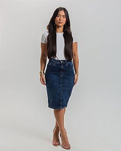 Saia Jeans Secretária Premium Black Jeans