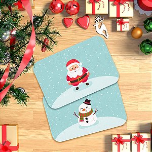 Kit Tapetes Decorativos Natal Papai Noel e Boneco de Neve