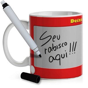 Caneca retrô Lousa Mágica Deixe Seu Rabisco