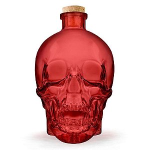 Garrafa de vidro Caveira Skull - vermelha