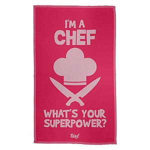 Pano Multiuso em Microfibra Im a Chef Whats your superpower - rosa