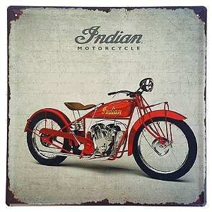 Placa de Metal Decorativa Indian Motorcycle - 30 x 30 cm