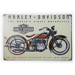 Placa de Metal Harley-Davidson The World's Finest Moto - 30 x 20 cm