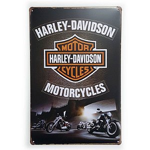 Placa de Metal Harley-Davidson Motorcycles - 30 x 20 cm