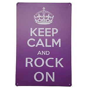 Placa de Metal Decorativa Keep Calm Rock on