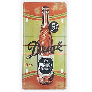 Placa de Metal Decorativa Drink Orange Beverages