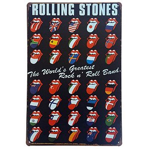 Placa de Metal Decorativa Rolling Stones - 30 x 20 cm