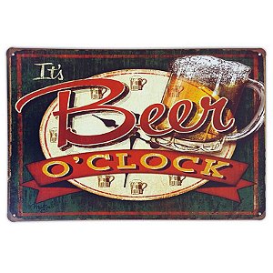 Placa de metal decorativa Retrô It's Beer o'clock
