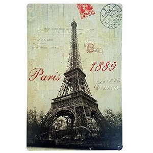 Placa de Metal Decorativa Paris 1889 - 30 x 20 cm