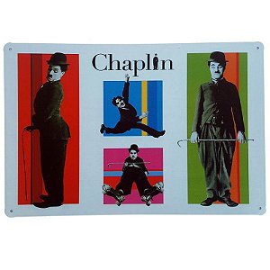Placa de Metal Decorativa Chaplin - 30 x 20 cm