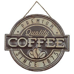 Placa de Metal Alto Relevo Coffee Premium Quality Since 1875