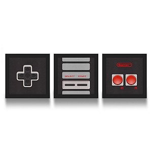 Set de Quadros Gamer Joystick 8-bits