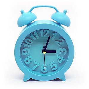 Relógio de mesa redondo com despertador - azul