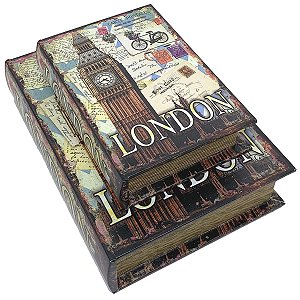 Kit Caixa Livro Decorativa London Bike - 2 peças