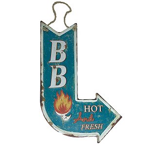 Placa de Metal Decorativa Seta BB Hot and Fresh