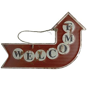 Placa de Metal Decorativa Seta Welcome