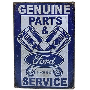 Placa de Metal Ford Genuine Parts and Service - 30 x 20 cm