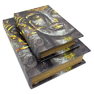 Kit Caixa Livro Decorativa Buda Estátua - 2 peças